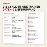 Technische Daten und Lieferumfang von Force USA G12 V2 All-In-One Trainer als Tabelle