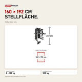 Maßbild Force USA G15 All-In-One Trainer: Stellfläche 160 × 192 cm, Höhe 222 cm