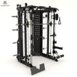 Force USA G15 Compact All-In-One Trainer in Schwarz, Schrägansicht von links mit Gewichtsstapeln