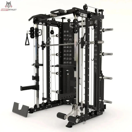 Force USA G15 Compact All-In-One Trainer in Schwarz, Schrägansicht von rechts mit Beinpolster