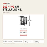 Maßbild Force USA G20 V2 Pro All-In-One Trainer mit Lat Row Station: Stellfläche 240 × 190 cm, Höhe 230 cm
