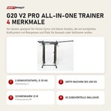 Force USA G20 V2 Pro All-In-One Trainer mit 4 Merkmalen: 2 Gewichtsstapel à 131 kg, Smith Machine bis 450 kg, Schwenkarm 1,5 m, 30 Zubehörteile inklusive