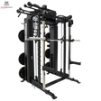 Force USA G20 V2 Pro All-In-One Trainer – Schrägansicht mit Hantelscheiben vor dunklem Hintergrund