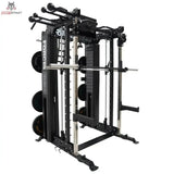 Force USA G20 V2 Pro All-In-One Trainer mit Lat Row Station, Rückansicht mit Ablage für Hantelscheiben