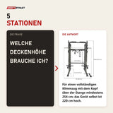 Frage und Antwort zu Force USA G3 V2 All-In-One Trainer: Welche Deckenhöhe brauche ich?