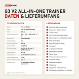 Technische Daten und Lieferumfang von Force USA G3 V2 All-In-One Trainer als Tabelle
