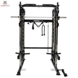 Force USA G3 V2 All-In-One Trainer – Frontansicht mit Langhantelablage und Latzugstange