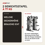 Frage und Antwort zu Force USA G4 All-In-One Trainer: Welche Deckenhöhe brauche ich?
