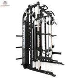 Force USA G6 All-In-One Trainer in Schwarz, Schrägansicht mit Kabelzügen und Seitenverkleidung