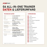 Technische Daten und Lieferumfang von Force USA G6 All-In-One Trainer als Tabelle
