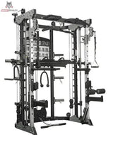 Force USA G9 All-In-One Trainer in Schwarz, Frontansicht mit Seilzügen und Zubehör