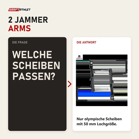 Frage und Antwort zu Force USA G9 & G12 Jammer Arms: Welche Scheiben passen?