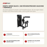 Force USA Kinetic Series Bauch- und Rückenstrecker-Maschine mit 4 Merkmalen: 2 Übungen, 100 kg Gewichtsstapel, Sitz und Rückenpolster verstellbar, Rahmen aus Ovalrohr