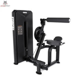 Force USA Kinetic Series Bauch- und Rückenstrecker-Maschine in Schrägansicht mit Sitz, Rückenrolle und Gewichtsturm