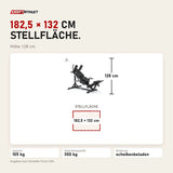 Maßbild Force USA Kompakte Beinpresse & Hack Squat V3: Stellfläche 182,5 × 132 cm, Höhe 128 cm