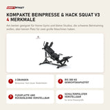 Force USA Kompakte Beinpresse & Hack Squat V3 mit 4 Merkmalen: 3 Übungen, Bis 300 kg Gewichtskapazität, Fußplatte und Rückenlehne verstellbar, Schulterpolster verstellbar