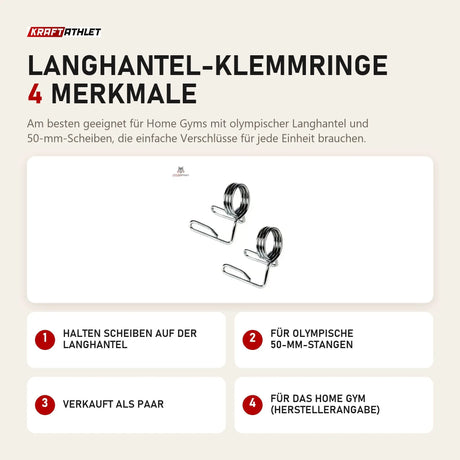 Force USA Langhantel-Klemmringe mit 4 Merkmalen: Halten Scheiben auf der Langhantel, Für olympische 50-mm-Stangen, Verkauft als Paar, Für das Home Gym (Herstellerangabe)