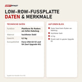 Technische Daten und Merkmale von Force USA Low-Row-Fußplatte als Tabelle