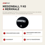 Force USA Medizinball 9 kg mit 4 Merkmalen: Strapazierfähiges Gummi, Strukturierte Oberfläche, Wasserdicht, Leicht zu transportieren