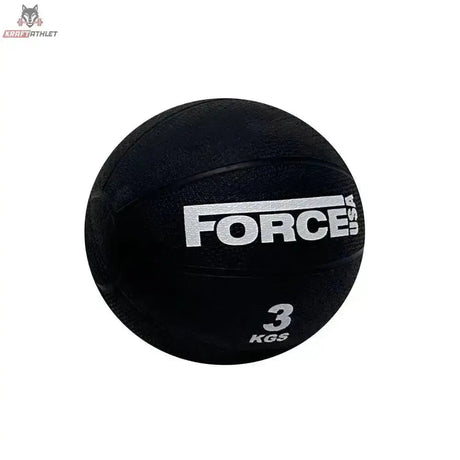 Force USA Medizinball 9 kg in der Variante 3 kg, schwarzer Ball mit weißem Logo, Frontansicht