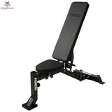 Force USA MyBench V2 FID-Bank mit aufgestellter Rückenlehne, Schrägansicht