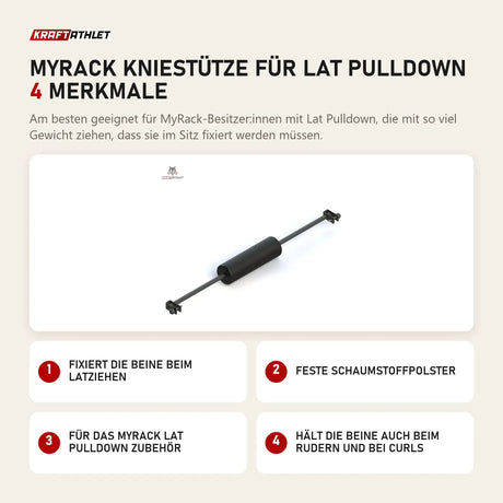 Force USA MyRack Kniestütze für Lat Pulldown mit 4 Merkmalen: Fixiert die Beine beim Latziehen, Feste Schaumstoffpolster, Für das MyRack Lat Pulldown Zubehör, Hält die Beine auch beim Rudern und bei Curls