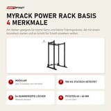 Force USA MyRack Power Rack Basis mit 4 Merkmalen: Modular, 900 kg statisch getestet, 54 nummerierte Löcher, Pfosten 60 × 60 mm
