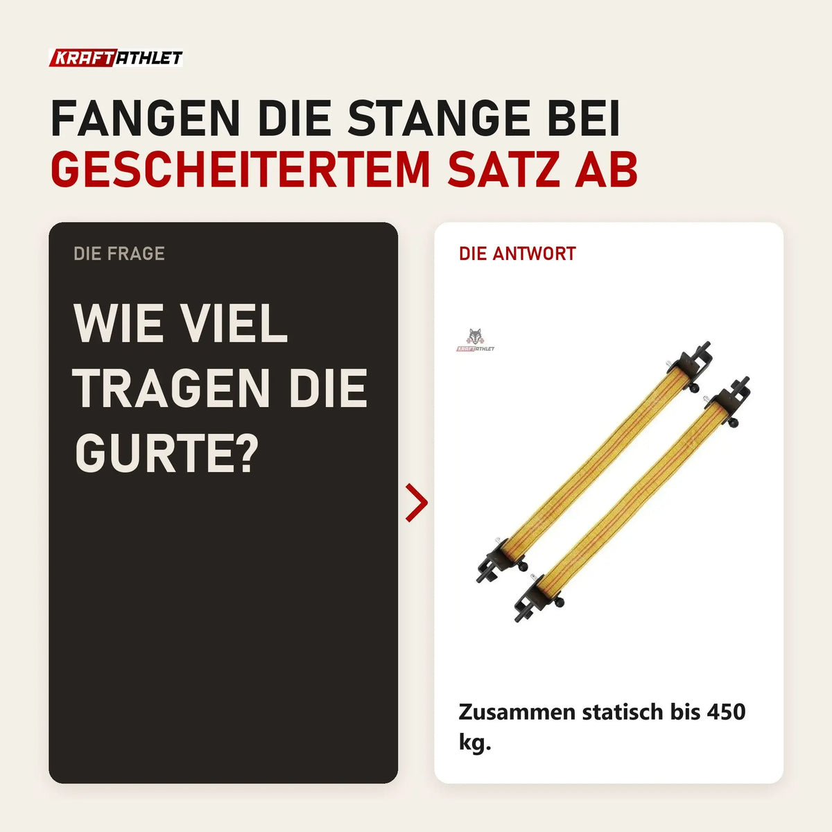 Frage und Antwort zu Force USA MyRack Safety Option 4 Safety Slings: Wie viel tragen die Gurte?