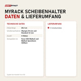 Technische Daten und Lieferumfang von Force USA MyRack Scheibenhalter als Tabelle