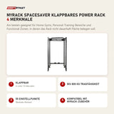 Force USA MyRack SpaceSaver klappbares Power Rack mit 4 Merkmalen: Klappbar, Bis 800 kg Tragfähigkeit, 55 Einstellpunkte, Kompatibel mit MyRack-Zubehör