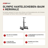 Force USA Olympic Hantelscheiben-Baum mit 4 Merkmalen: Bis 600 kg Scheiben, 6 verchromte Halter mit 50 cm Abstand, 6 Halter für Olympiastangen, Rahmen aus Stahl