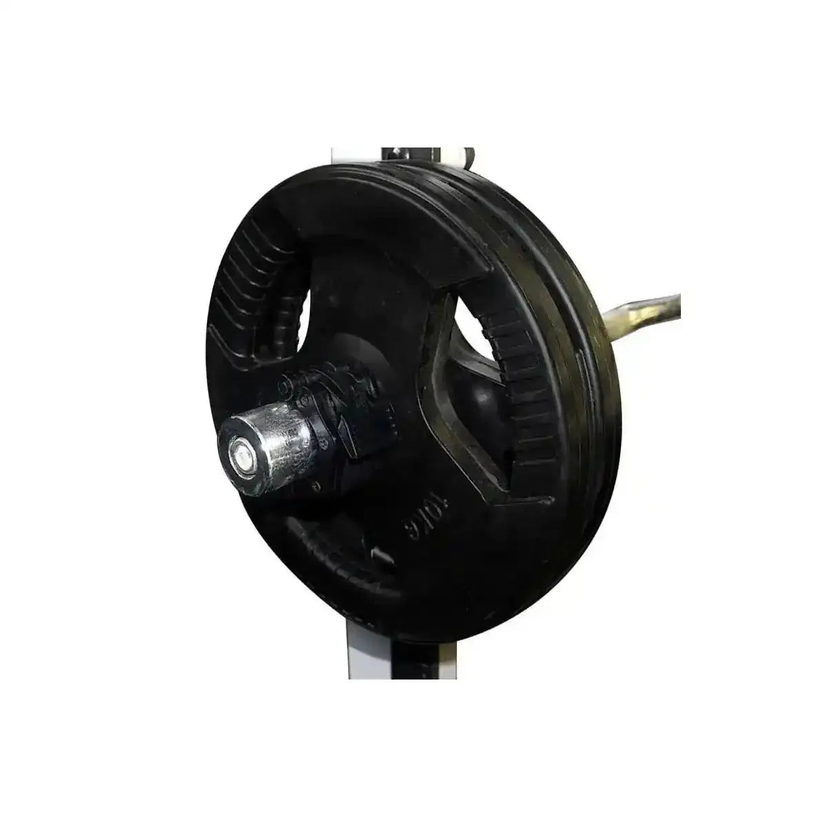 Force USA Olympic Quick Lock Collars, Nahaufnahme des Verschlusses an Stange und Hantelscheibe