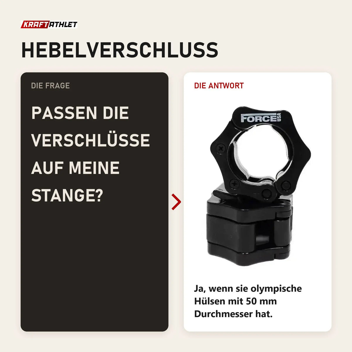 Frage und Antwort zu Force USA Olympic Quick Lock Collars: Passen die Verschlüsse auf meine Stange?