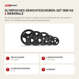 Force USA Olympisches Gewichtsscheiben-Set 1000 kg mit 4 Merkmalen: 1000 kg gesamt, 6 Gewichtsstufen, Olympische Bohrung, Gummiert