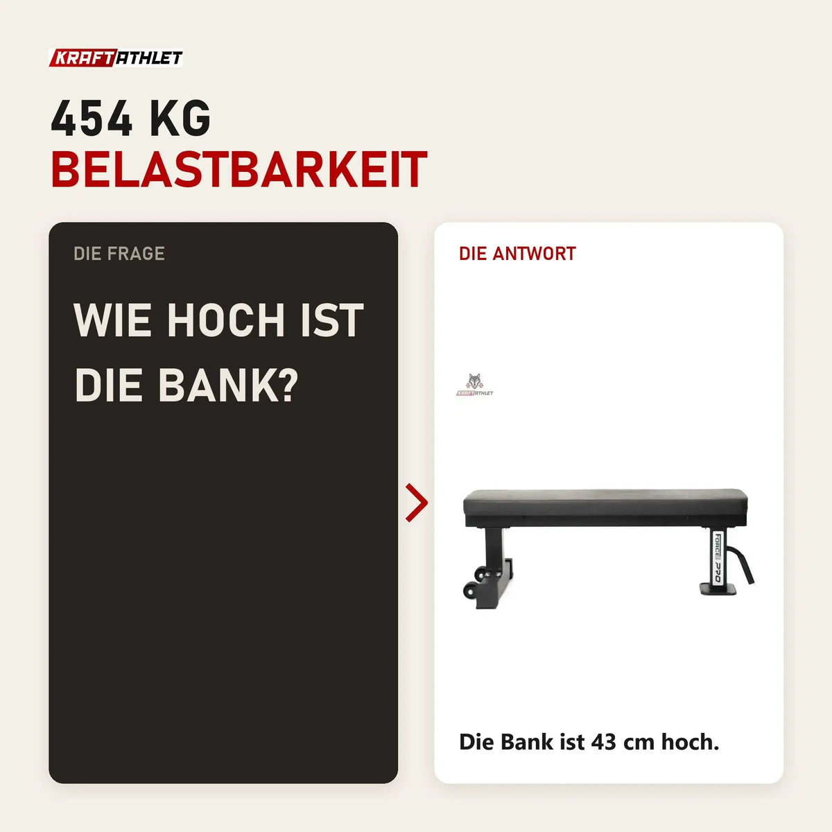 Frage und Antwort zu Force USA Pro Series Flachbank: Wie hoch ist die Bank?
