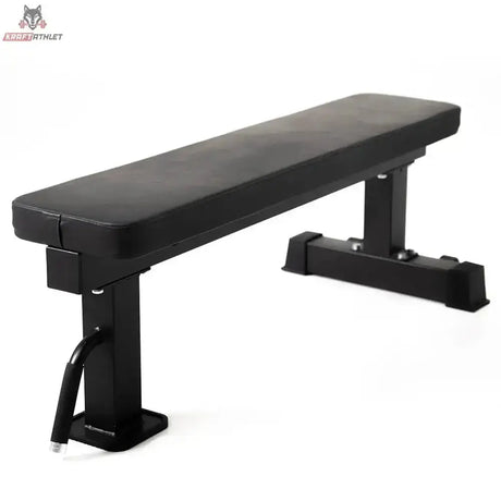 Force USA Pro Series Flachbank in Schwarz, Schrägansicht von hinten mit breitem Standfuß