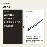 Frage und Antwort zu Force USA Pro Series Olympic Bar: Wie viele Scheiben passen auf die Hülsen?