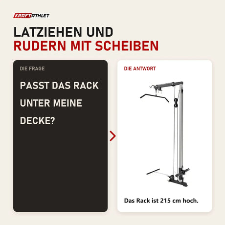 Frage und Antwort zu Force USA PT V2 Power Rack + Lat Attachment: Passt das Rack unter meine Decke?