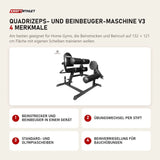 Force USA Quadrizeps- und Beinbeuger-Maschine V3 mit 4 Merkmalen: Beinstrecker und Beinbeuger in einem Gerät, Übungswechsel per Stift, Standard- und Olympiascheiben, Beinverriegelung für Bauchübungen