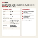 Technische Daten und Merkmale von Force USA Quadrizeps- und Beinbeuger-Maschine V3 als Tabelle