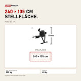 Maßbild Force USA R3 Air Rower: Stellfläche 240 × 105 cm, Höhe 65 cm
