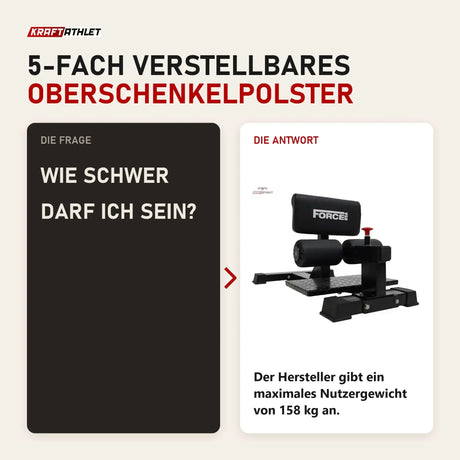 Frage und Antwort zu Force USA Sissy Squat Gerät: Wie schwer darf ich sein?