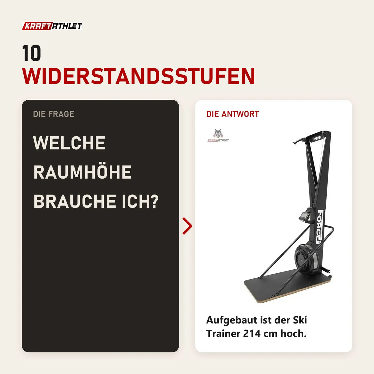 Frage und Antwort zu Force USA Ski Trainer mit Plattform: Welche Raumhöhe brauche ich?