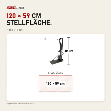 Maßbild Force USA Ski Trainer mit Plattform: Stellfläche 120 × 59 cm, Höhe 214 cm