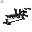 Force USA Sliding Bench Trainingsbank in Schrägansicht mit Beinhalter, Sitz und Schlitten auf der Laufschiene