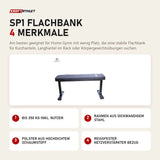 Force USA SP1 Flachbank mit 4 Merkmalen: Bis 250 kg inkl. Nutzer, Rahmen aus dickwandigem Stahl, Polster aus hochdichtem Schaumstoff, Reißfester netzverstärkter Bezug