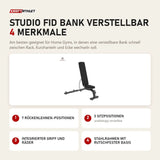 Force USA Studio FID Bank verstellbar mit 4 Merkmalen: 7 Rückenlehnen-Positionen, 3 Sitzpositionen, Integrierter Griff und Räder, Stahlrahmen mit rutschfester Basis