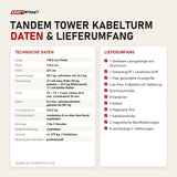 Technische Daten und Lieferumfang von Force USA Tandem Tower Kabelturm als Tabelle