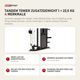 Force USA Tandem Tower Zusatzgewicht 1 × 22,5 kg mit 4 Merkmalen: Mehr Last am Gewichtsstack, Höheres Maximum am Tower, Ein Set für den Stack des Towers, Passend für den Tandem Tower
