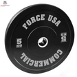 Force USA Ultimate Training Bumper Plate 20 kg, schwarze Scheibe mit grauer Schrift, Frontansicht